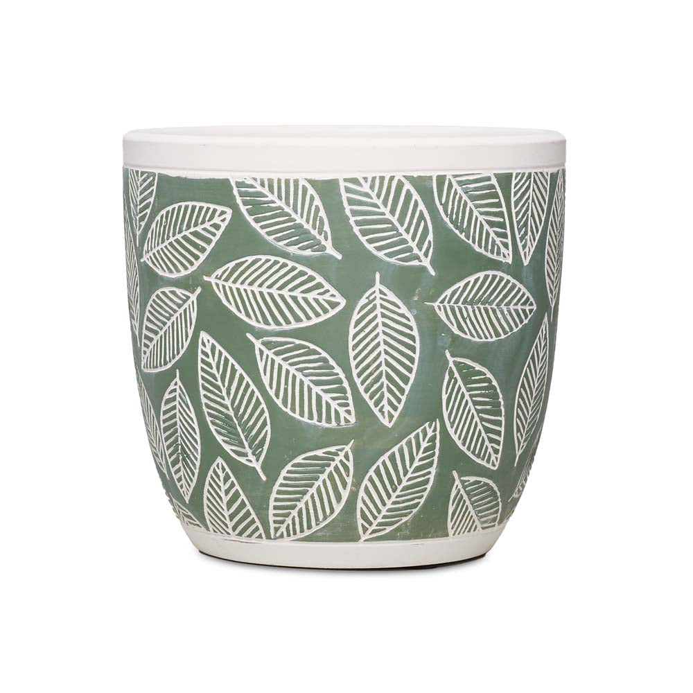 Green Leaf Planter L Ø13.5x12.5cm