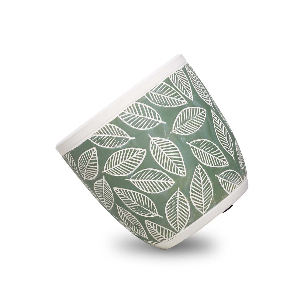 Green Leaf Planter L Ø13.5x12.5cm