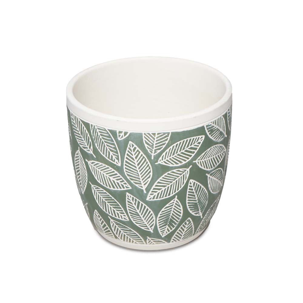 Green Leaf Planter L Ø13.5x12.5cm