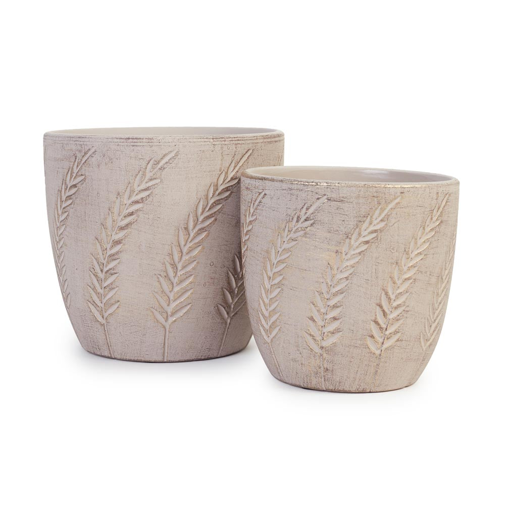 Rustic Leaves Pot Ø17x15cm