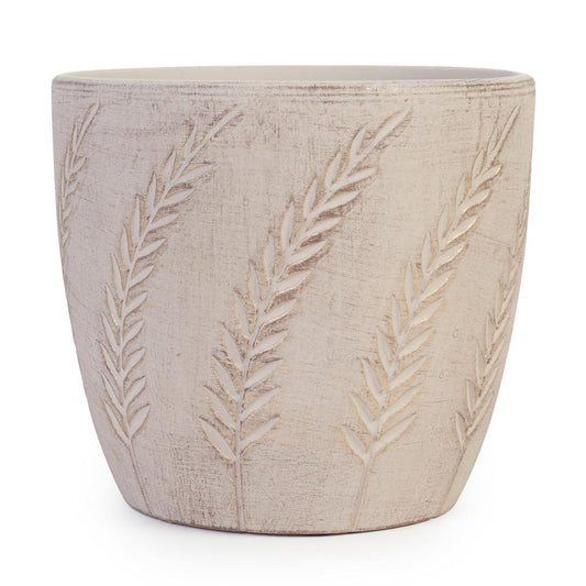 Rustic Leaves Pot Ø17x15cm