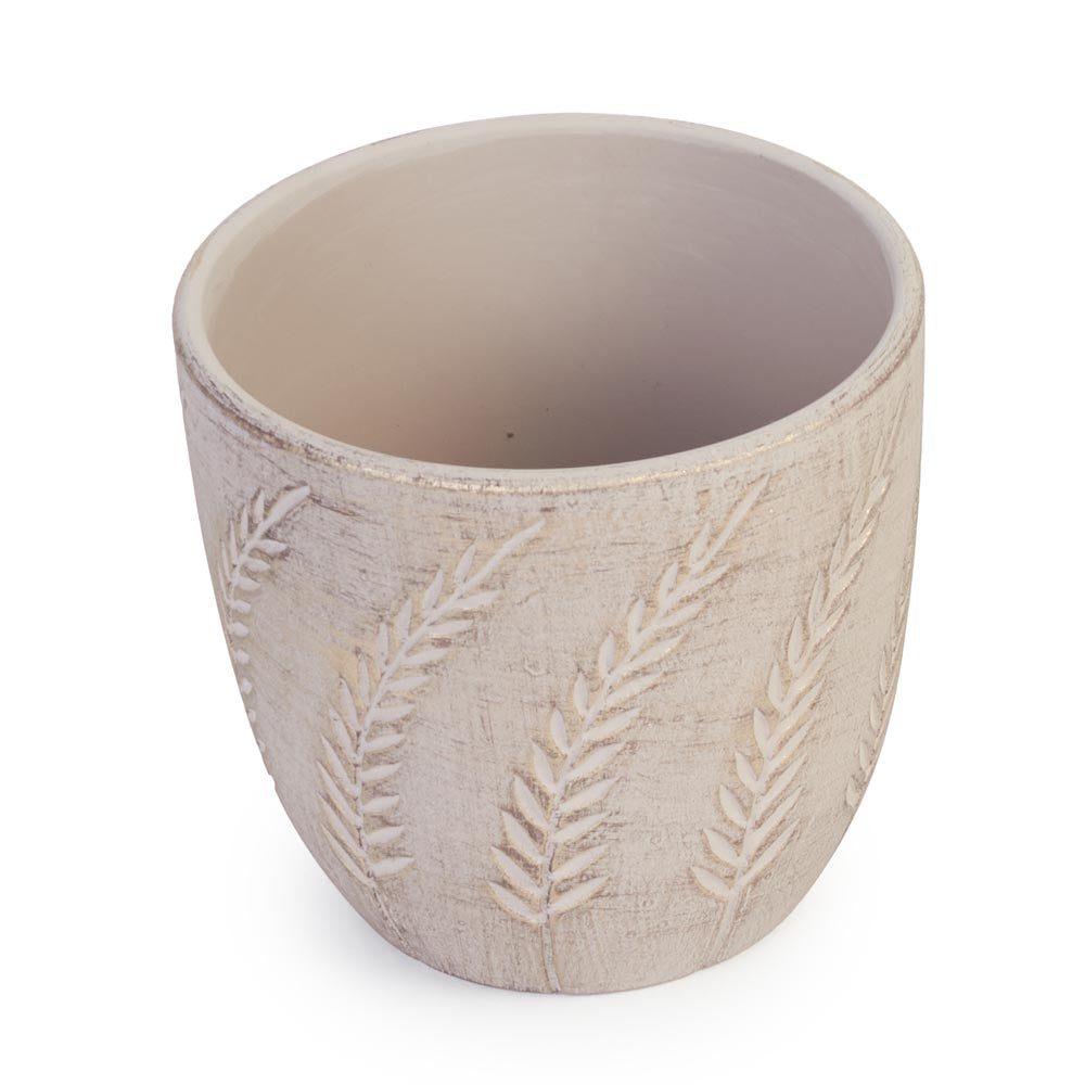 Rustic Leaves Pot Ø13.5x12.5cm