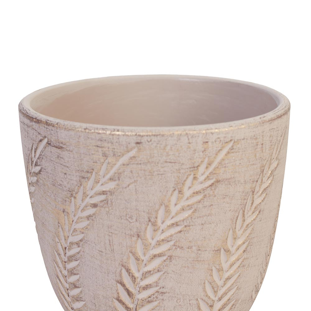Rustic Leaves Pot Ø13.5x12.5cm