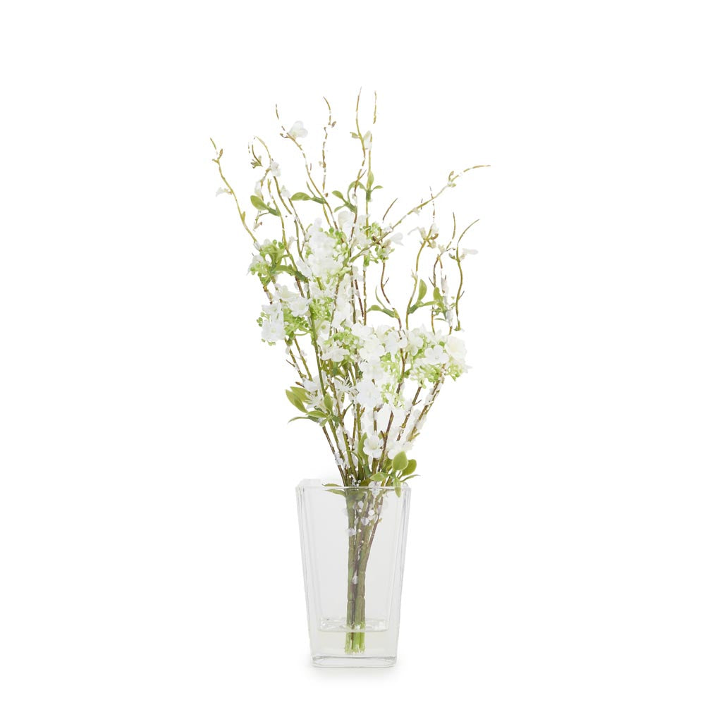 Snow Willow in glass vase Ø22x38cm