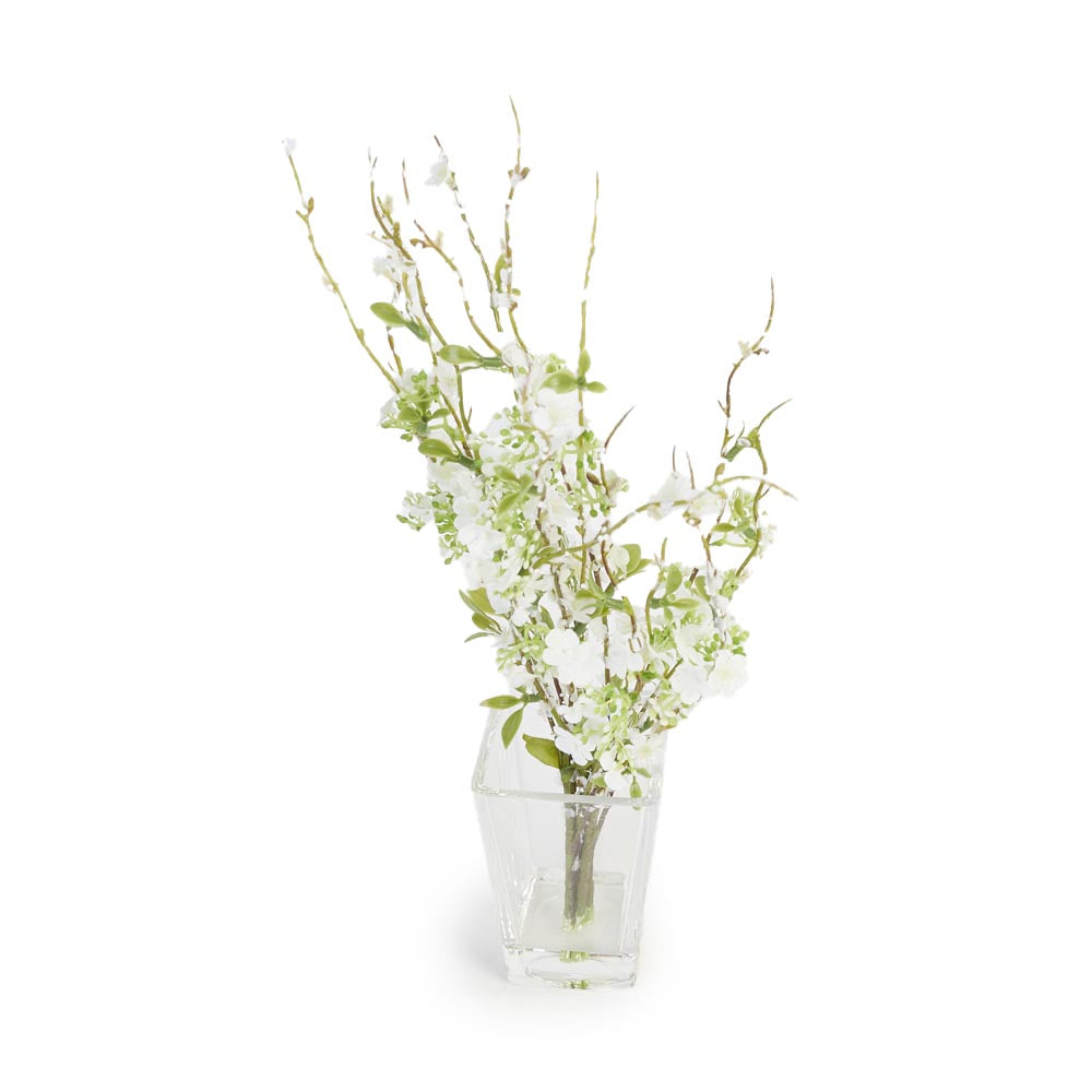 Snow Willow in glass vase Ø22x38cm